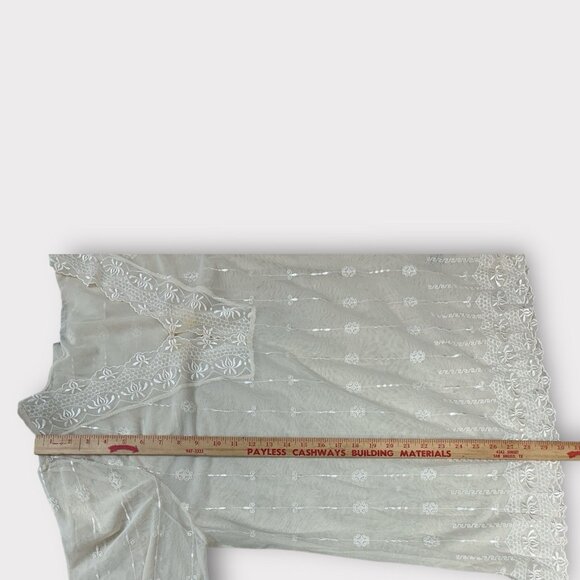 Avenue Womens 22/24 Romantic Sheer Chiffon Lace Floral Tunic Blouse Bell Sleeves - Picture 4 of 8